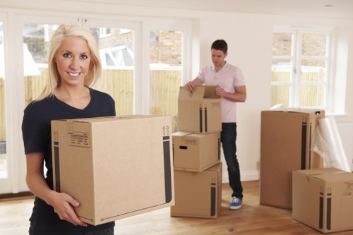 House removals team preparing a move in Plumstead residential street